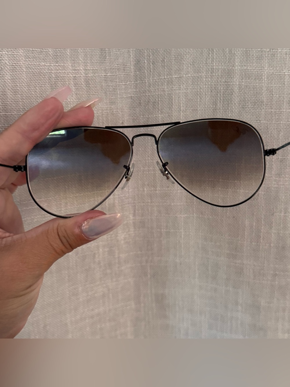 Ray-ban light brown aviator sunglasses with case size large